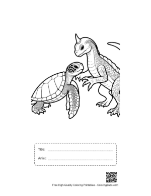 Thumbnail: Hatchling Sea Turtle Meets Friendly Dragon Printable with Title and Artist Box