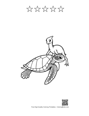 Thumbnail: Hatchling Sea Turtle with Baby Dinosaur Pal Printable and 5 Star Outline