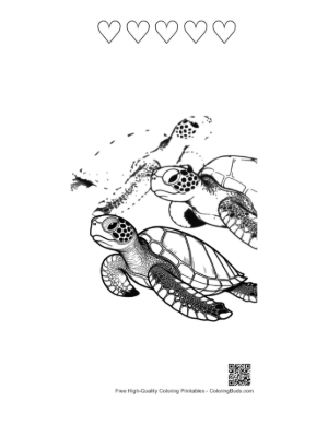 Thumbnail: Hatchling Sea Turtles Racing to the Sea Printable and 5 Heart Outline
