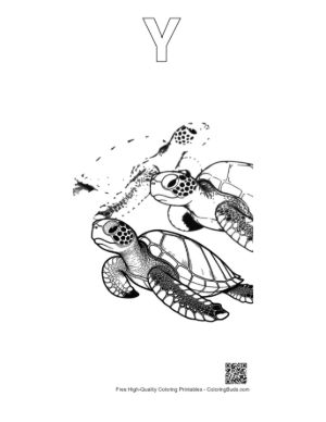 Thumbnail: Hatchling Sea Turtles Racing to the Sea Printable Outline Alphabet Y