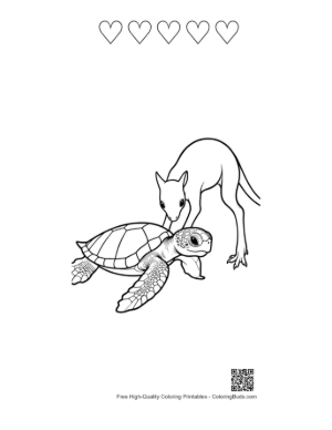Thumbnail: Kangaroo and Baby Sea Turtle Printable and 5 Heart Outline