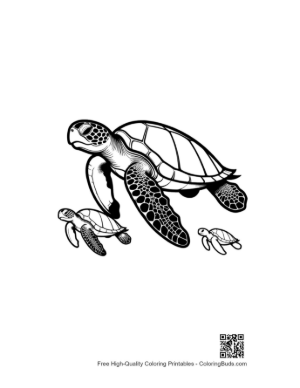 Thumbnail: Mother Green Sea Turtle with Babies