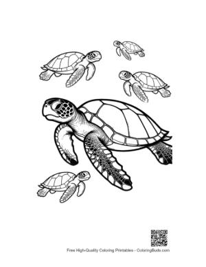Thumbnail: Mother Green Sea Turtle with Hatchlings