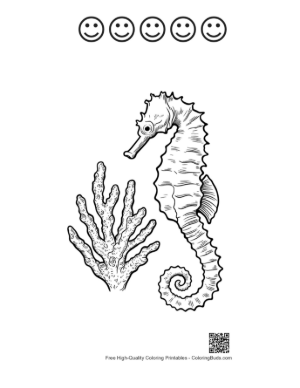 Thumbnail: Seahorse Amid Coral Reefs Printable and 5 Happy Face Outline