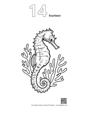 Thumbnail: Seahorse in Coral Printable Outline Number 14