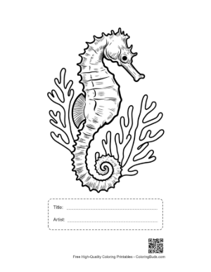 Thumbnail: Seahorse in Coral Printable with Title and Artist Box