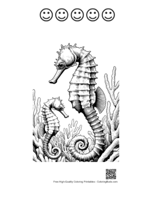 Thumbnail: Seahorses Amid Coral Reefs Printable and 5 Happy Face Outline