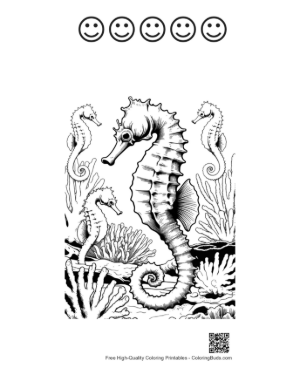 Thumbnail: Seahorses Among Coral Reefs Printable and 5 Happy Face Outline