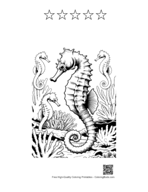 Thumbnail: Seahorses Among Coral Reefs Printable and 5 Star Outline