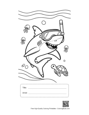 Thumbnail: Cute Great White Shark Printable with Title and Artist Box