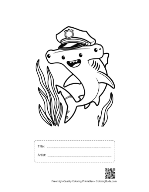 Thumbnail: Cute Hammerhead Shark Printable with Title and Artist Box