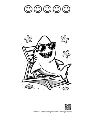Thumbnail: Download Great White Shark for Kids Printable and 5 Happy Face Outline
