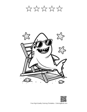 Thumbnail: Download Great White Shark for Kids Printable and 5 Star Outline