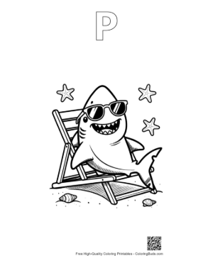 Thumbnail: Download Great White Shark for Kids Printable Outline Alphabet P