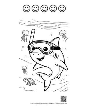 Thumbnail: Download Great White Shark Coloring Printable and 5 Happy Face Outline