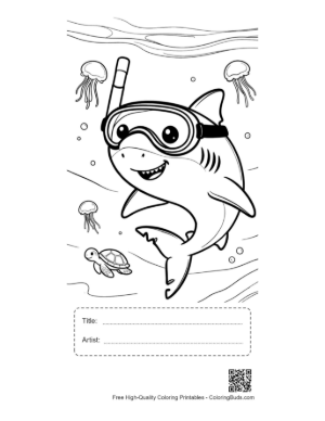 Thumbnail: Download Great White Shark Coloring Printable with Title and Artist Box