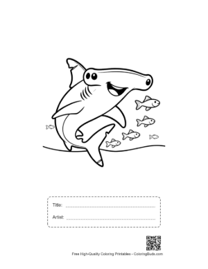 Thumbnail: Download Hammerhead Shark Coloring Page Printable with Title and Artist Box