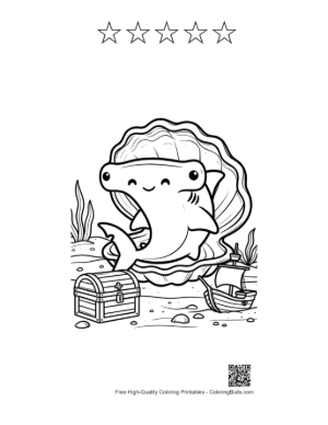 Thumbnail: Download Hammerhead Shark Printable and 5 Star Outline