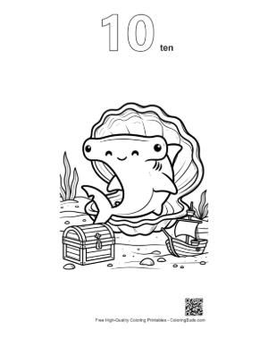 Thumbnail: Download Hammerhead Shark Printable Outline Number 10