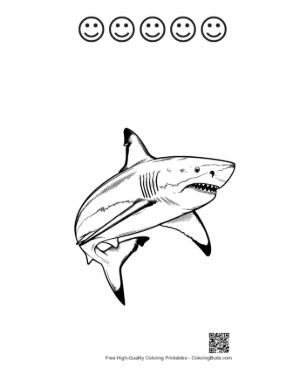 Thumbnail: Fierce Great White Shark Leaping Printable and 5 Happy Face Outline