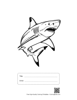 Thumbnail: Fierce Great White Shark Leaping Printable with Title and Artist Box
