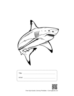 Thumbnail: Fierce Great White Shark Leaping Printable with Title and Artist Box