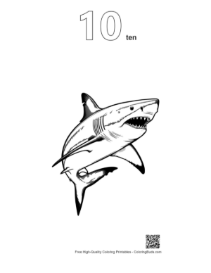 Thumbnail: Fierce Great White Shark Lunging Forward Printable Outline Number 10