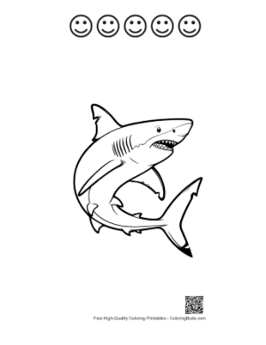 Thumbnail: Fierce Great White Shark Outline Printable and 5 Happy Face Outline