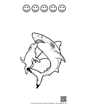 Thumbnail: Great White Shark Hugging Bunny Printable and 5 Happy Face Outline