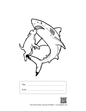 Thumbnail: Great White Shark Hugging Bunny Printable with Title and Artist Box