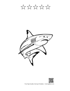 Thumbnail: Great White Shark Leaping Ferociously Printable and 5 Star Outline