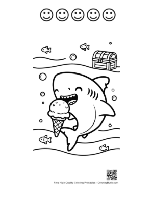 Thumbnail: Great White Shark Printable and 5 Happy Face Outline