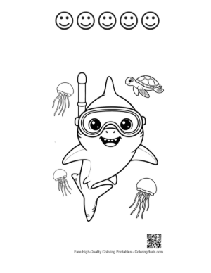 Thumbnail: Great White Shark Printable and 5 Happy Face Outline