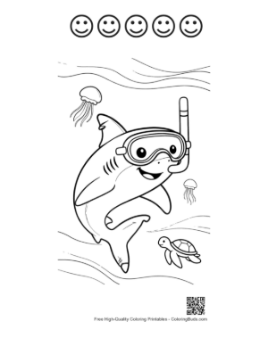 Thumbnail: Great White Shark Printable and 5 Happy Face Outline