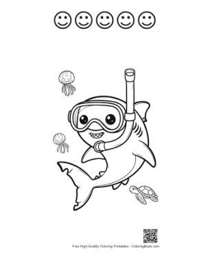 Thumbnail: Great White Shark Printable and 5 Happy Face Outline