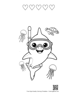 Thumbnail: Great White Shark Printable and 5 Heart Outline
