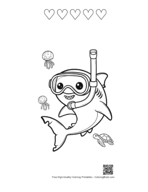 Thumbnail: Great White Shark Printable and 5 Heart Outline