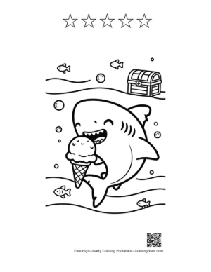 Thumbnail: Great White Shark Printable and 5 Star Outline