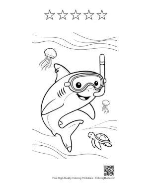 Thumbnail: Great White Shark Printable and 5 Star Outline