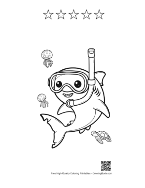 Thumbnail: Great White Shark Printable and 5 Star Outline
