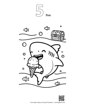 Thumbnail: Great White Shark Printable Outline Number 5
