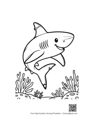 Thumbnail: Great White Shark Wearing a Party Hat Underwater Printable