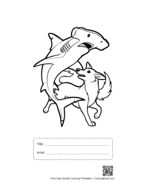 Thumbnail: Hammerhead Shark Chasing Playful Fox Printable with Title and Artist Box