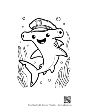 Thumbnail: Hammerhead Shark Dressed as a Brave Sea Captain Printable