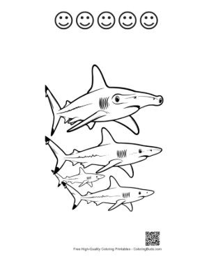 Thumbnail: Hammerhead Shark Family Outline Printable and 5 Happy Face Outline