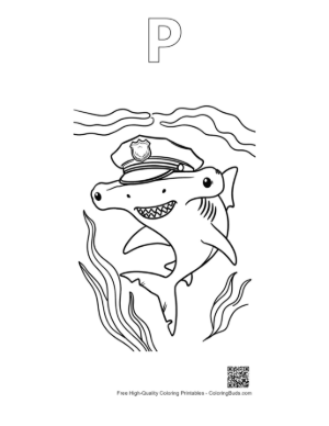 Thumbnail: Hammerhead Shark for Kids Printable Outline Alphabet P