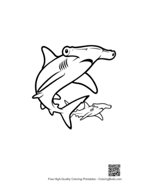 Thumbnail: Hammerhead Shark Line Art Duo