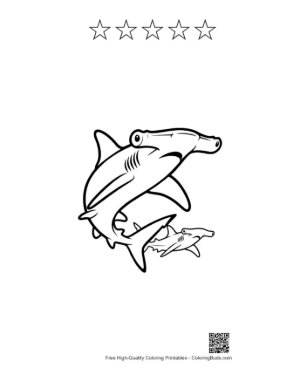 Thumbnail: Hammerhead Shark Line Art Duo Printable and 5 Star Outline