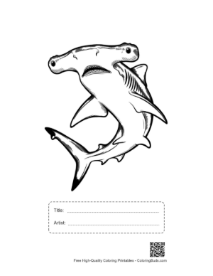 Thumbnail: Hammerhead Shark Line Art Printable with Title and Artist Box