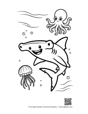Thumbnail: Hammerhead Shark Meeting a Friendly Little Octopus Printable